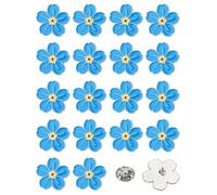 JUNEBRUSHS 20pcs Forget Me Not Lapel Pin Badge, Memorial Flower Enamel Brooch for Men Women Hat Clothes Backpacks Souvenir Decor Funeral Favors Alzheimer's Dementia Accessories Commemorative Gifts