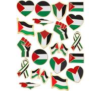 JUNEBRUSHS 20pcs Palestine Lapel Pins, Palestine Flags Enamel Brooch for Souvenir Hat Men Women Patriotic Clothes Backpacks Decor Accessories（10 Design)