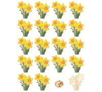 JUNEBRUSHS 20pcs Yellow Daffodil Brooch Pin Set Welsh Enamel Flowers Lapel Pins Flower Bloom Badge Wales Costume Accessories for Hat Cloth St David's Day Gifts Spring Celebrations