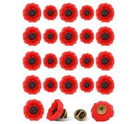 JUNEBRUSHS 28 Pcs Resin Poppy Flower Pins, Memorial Day Red Poppy Brooch | 2 Size, 3D Lest We Forget Poppy Lapel Badges, Remembrance Veterans Armistice D-Day Funerals Decoration Accessories