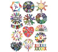 JUNEBRUSHS 28pcs Cancer Awareness Pins Ribbon Lapel Pins for Cancer Fighters Survivors Inspirational Favor Charity Campaign Decor Accessories