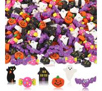 JUNEBRUSHS 300 Pcs Halloween Mini Erasers, Cute Small Bat Pumpkin Erasers Bulk for Kids Halloween Party Favors, Students Homework School Classroom Rewards Prizes