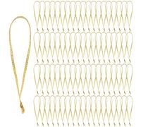 JUNEBRUSHS 300Pcs Christmas Ornament Hangers, Hand Tied String Ties, Ribbon Loops for Christmas Tree Hanging Decorations (Gold)