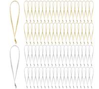 JUNEBRUSHS 300Pcs Christmas Ornament Ribbon Hangers, Hand Tied Christmas Ornaments String Ties Loops Thin Ribbon for Ornaments Tree Hanging Decoration Gold Silver