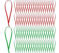 JUNEBRUSHS 300Pcs Christmas Ornament Ribbon Hangers, Hand Tied Christmas Ornaments String Ties Loops Thin Ribbon for Ornaments Tree Hanging Decoration Red Green