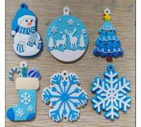 JUNEBRUSHS 30Pcs Winter Silicone Keychains, Snowflake Key Chains for Winter Holiday Party Goodie Bags Stuffers Sport Supplies（6 Styles）