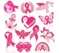 JUNEBRUSHS 36pcs Breast Cancer Awareness Brooch Badge Pink Ribbon Butterfly Lapel Pins for Breast Cancer Awareness Party Survivor Charity Event Favors Women Girls Clothes Decor Accessories（12 Style）