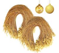 JUNEBRUSHS 600Pcs Christmas Ornament Hooks, Ornament Hangers with Snap Ornament String for Christmas Tree Holiday Party Hanging Decorations Ropes Easy and Fast Locking (Gold)