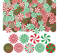 JUNEBRUSHS Christmas Wooden Candy Buttons, 260pcs Peppermint Candy Christmas Wooden Buttons 2 Holes Wood Sewing Buttons for Sewing Crafts Christmas Tree Wreath Decorative DIY Handmade Projects