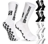JUNEBRUSHS Football Sock, 4 Pairs Football Socks 39-45 Men Grip Sock for Men Non-Slip Grip Socks Things Accessories (Black, White)