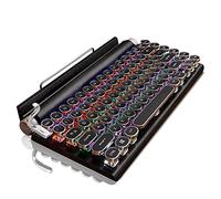 JUNELIONY Retro Typewriter Keyboard Wireless USB Mechanical Punk Keycaps for Desktop PC/Laptop/Phone-Black