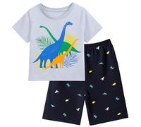 Junellz 3 years boy short dinosaur pajama gray & dark blue cotton boy short pjs set