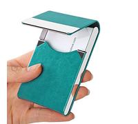 JuneLsy Business Card Holder Case - Professional PU Leather Business Card Case Metal Name Card Holder Pocket Business Card Carrier Women with Magnetic Shut (S-Mint Green) 5