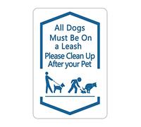 JuneLucky All Dogs Must Be on A Leash Please Clean Up After Your Pet Metal Sign 12x18 Vintage Road Street Warning Notice Aluminum Tin Signs for Indoor Outdoor Decor Waterproof Aluminum Sign Wall Art