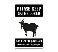 JuneLucky Please Keep Gate Closed Don't Let The Goats Out Metal Sign 8x12 Vintage Novelty Road Street Warning Notice Aluminum Tin Signs for Indoor Outdoor Decoration Waterproof Aluminum Sign Wall Art