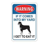 JuneLucky Retro Street Warning Metal Signs 12x18 Warning If It Comes Into My Yard I Get to Eat It Aluminum Metal Tin Sign for Indoor Outdoor Garage Gate Yard Door Farmhouse Wall Art Home Decor Poster