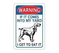 JuneLucky Retro Street Warning Metal Signs 12x18 Warning If It Comes Into My Yard I Get to Eat It Aluminum Metal Tin Sign for Indoor Outdoor Garage Gate Yard Door Farmhouse Wall Art Home Decor Poster