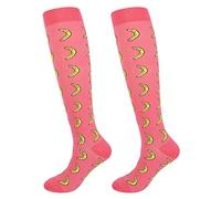 Junely Compression Socks for Women 20-30 mmhg Knee High for Support Nurses Pregnancy Sports Travel Flight Running, A2-banana, One Size