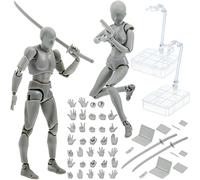JUNENTER Body Set Drawing Action Figures Women and Men PVC Drawing Doll Human Body Model Mannequin Art Mannequin Figure with Joint for Artists(Grey)