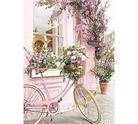 JUNERAIN 5D DIY Full Drill Diamond Painting Pink Bicycle Cross Stitch Embroidery Kit