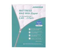 JUNESHE 2 PK Queen Mattress Storage Bags with Zipper, 5 Mil Thick Cover | Plastic Mattress Protector, Moving Supplies, Waterproof, Heavy Duty, Tear and Puncture Resistant, Long Term Use
