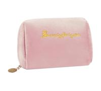 Junesters Velvet Makeup Bag, Travel Pouch for Women with Zipped, Portability Small Velvet Bags, Flannel Sanitary Napkin Storage Bag, Short Trips and Outdoor Activities Gifts for Mums or Girls (pink),