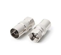 JUNESUN 2Pcs F Type Male Plug Connector Socket to RF Coax TV Aerial Female RF Adapters