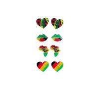 Juneteenth African Stud Earrings Set Black History Month Glitter Heart Map Lip Earrings, Acrylic, No Gemstone