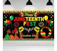 Juneteenth Backdrop Happy Juneteenth Banner June 19th Freedom Day Photography Background for African American Porch Yard Home Office Wall Party Decor