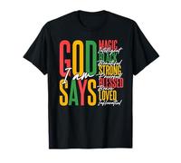 Juneteenth Black Girl Christian God Says I Am Strong Blessed T-Shirt