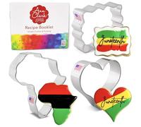 Juneteenth & Black History Month Cookie Cutters 3-Pc. Set Made in the USA by Ann Clark, Africa, Heart, Small Fanciful Plaque
