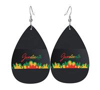 Juneteenth Day Freedom 1865 Dangle Leather Clip on Earrings Faux PU Lightweight Teardrop Drop for Women