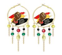 Juneteenth Earrings for Women African Earrings 1865 Black History Drop Dangle Earrings Statement Freedom Day Earrings African Jewelry Accessories Independence Day Outfits Party Gifts, Zinc, No