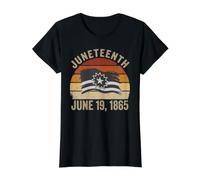 Juneteenth Flag Black Freedom Day June 19 1865 Retro Pride Value Graphic T-Shirt, Women, Black, L