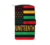Juneteenth Flag Black Liberation Month Long Zippered Pouch Slim Clutch Organizer Purse Money and Credit Card Holder for Men Women