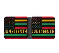 Juneteenth Flag Black Liberation Month Printed Bifold Wallet with Hidden Compartments Pocket Money and Credit Card Holder for Men Women