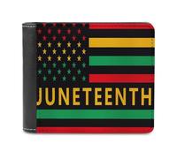 Juneteenth Flag Black Liberation Month Printed Bifold Wallet with Hidden Compartments Pocket Money and Credit Card Holder for Men Women