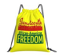 Juneteenth Freedom Day African American Unisex Gym Sack Foldable Drawstring Bag Lightweight Swimming Bag For Sports Beach Yoga