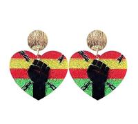 Juneteenth Glitter Acrylic Dangle Drop Earrings Black History Month Earrings Teardrop Bow Circle Ethnic Style Jewelry, 1, Resin, No Gemstone