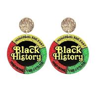 Juneteenth Glitter Acrylic Dangle Drop Earrings Black History Month Earrings Teardrop Bow Circle Ethnic Style Jewelry, 1, Resin, No Gemstone