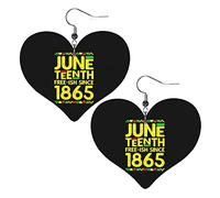Juneteenth Is My Independence Day 1865 19th June Leather Earrings For Women Dangle Earring Drop Heart Pendant With Hook Gifts For Adult Girl