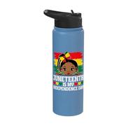 Juneteenth is My Independence Day 1865 Afro Melanin Girl Stainless Steel Insulated Water Bottle