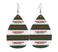 Juneteenth Is My Independence Day Leather Earrings Dangle Hook Earrings Leather Teardrop For Women