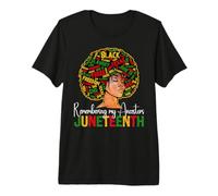 Juneteenth Melanin Women Afro Hair Remembering My Ancestors Premium T-Shirt