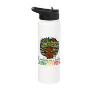 Juneteenth Melanin Women Afro Hair Remembering My Ancestors Stainless Steel Insulated Water Bottle