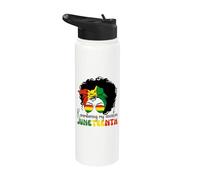Juneteenth Remembering My Ancestors Messy Bun Black History Stainless Steel Insulated Water Bottle