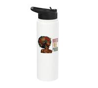 Juneteenth Rooted Free Proud Black Woman Afro Floral Stainless Steel Insulated Water Bottle