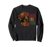 Juneteenth Rooted Free Proud Black Woman Afro Floral Sweatshirt