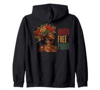 Juneteenth Rooted Free Proud Black Woman Afro Floral Zip Hoodie