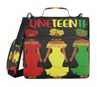 Juneteenth Trio Women Heritage 3 Ringing 1.5 inch Binder with Extra Pockets with Shoulder Strap Multi-Pocket School Binders Organizer for Middle School
